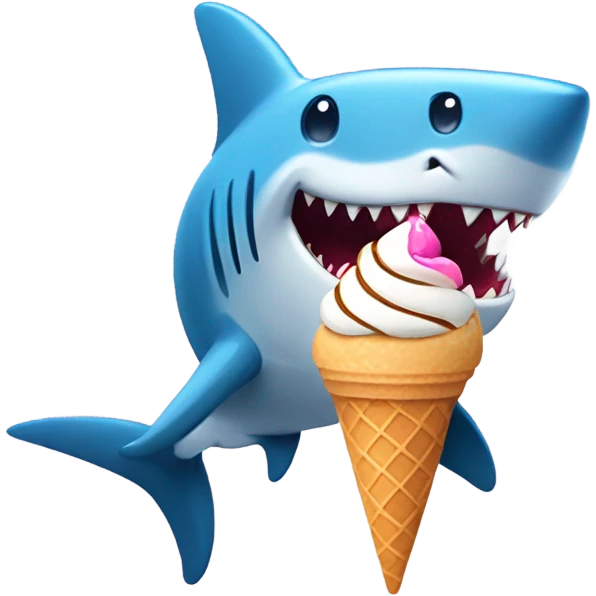 A shark with an ice cream emoji