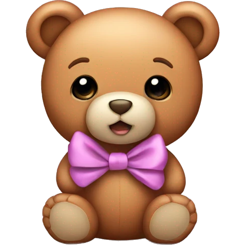 Cute teddy bear with bow  emoji
