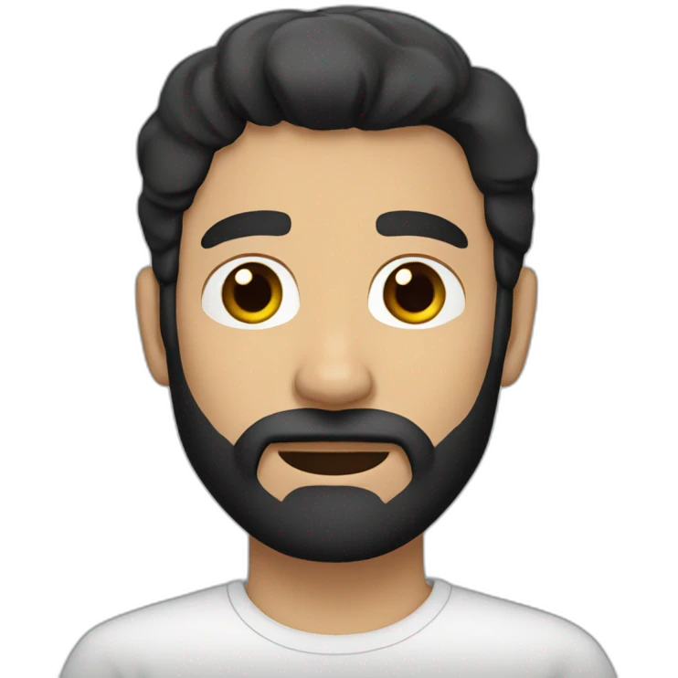 bearded white man with black hair emoji