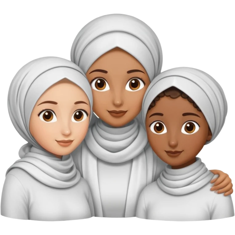 make me 3 best friends one brownskin one with a curly bun one with a hijab and she s white and one with long slikie hair and one with wavy hair emoji