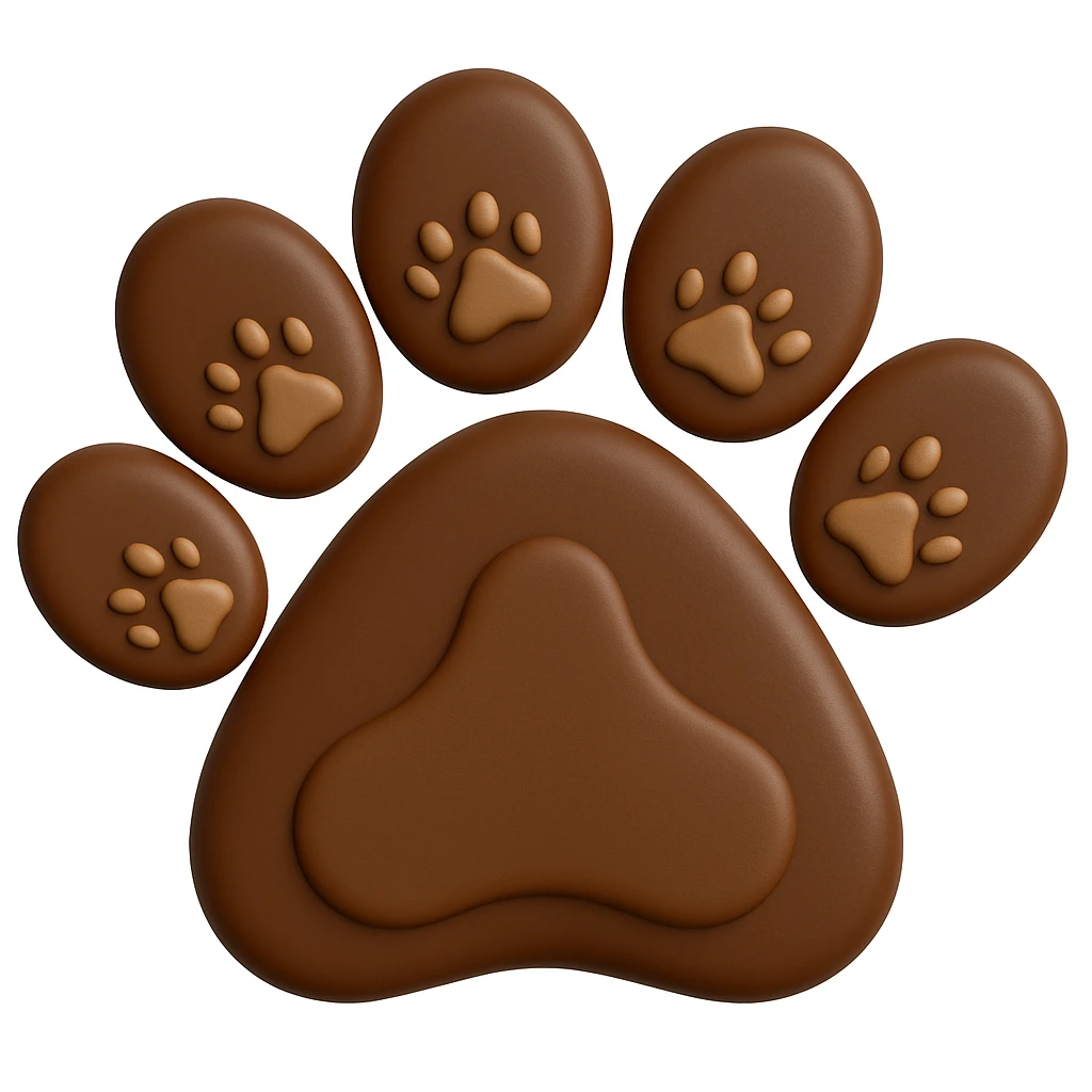 Make the paw print dark brown in microsoft style 3d fluent emojis emoji