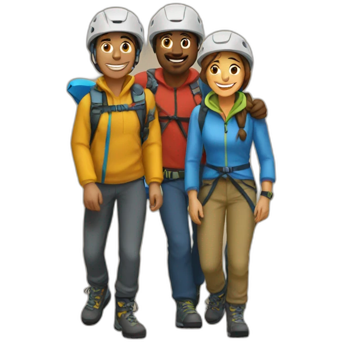 three climbers friends emoji