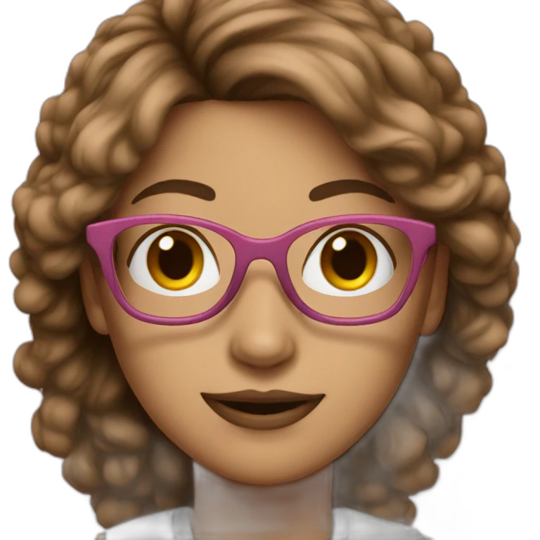 woman pink skin brown hair white glasses emoji