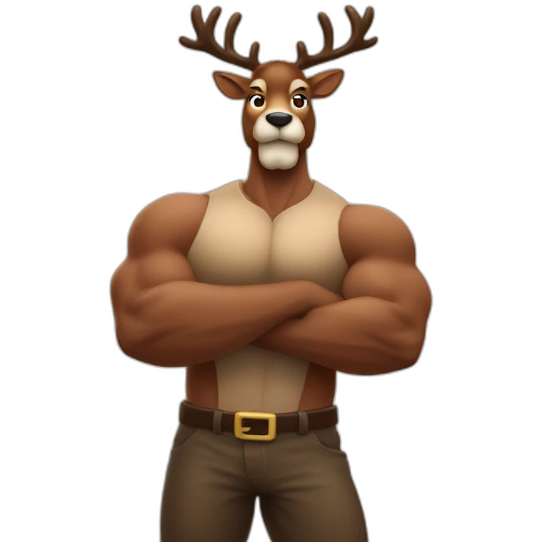 Reindeer muscular showing off biceps arms crossed masculine fierce torso emoji