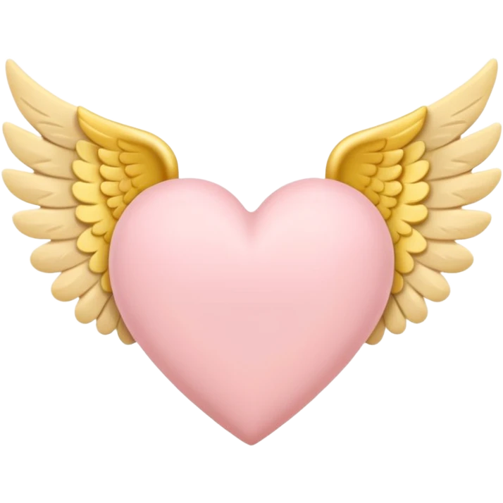 Heart with wings in soft pink, beige and yellow pastel colors emoji