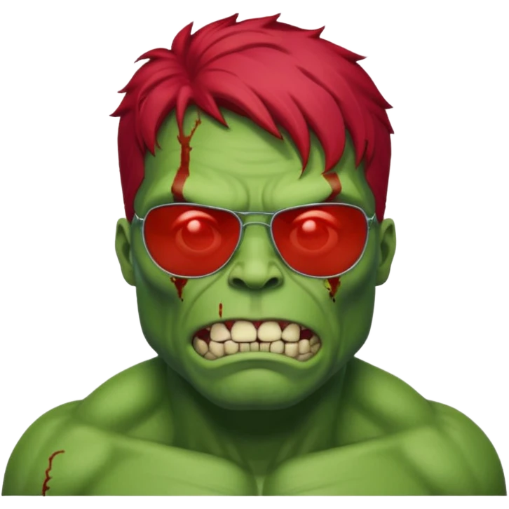 Zombie hulk with red hair and sun glasses emoji