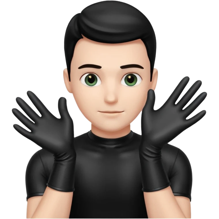 shiny black latex gloves on male hands emoji