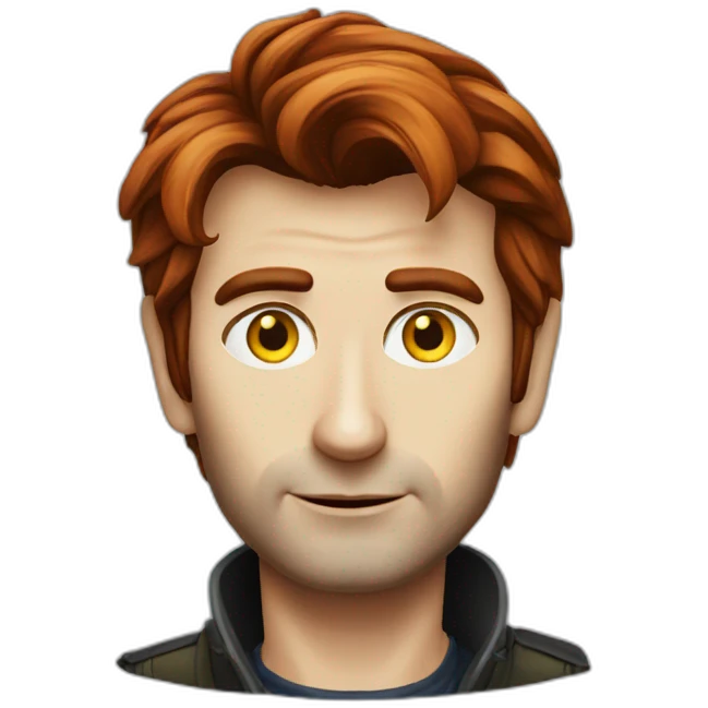 David Tennant, red hair, yellow snake eyes emoji