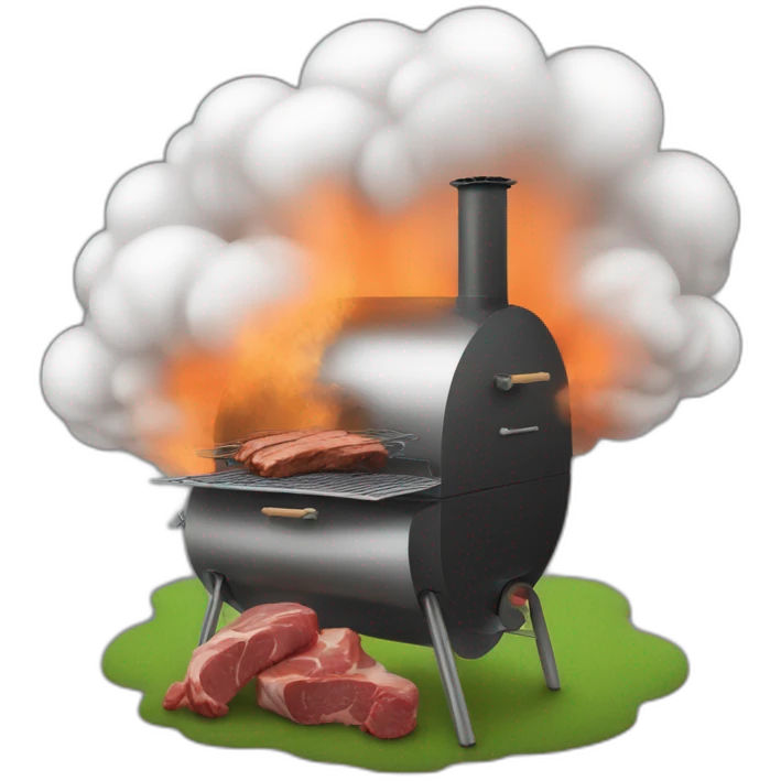 a meat smoker in the backyard billowing smoke emoji