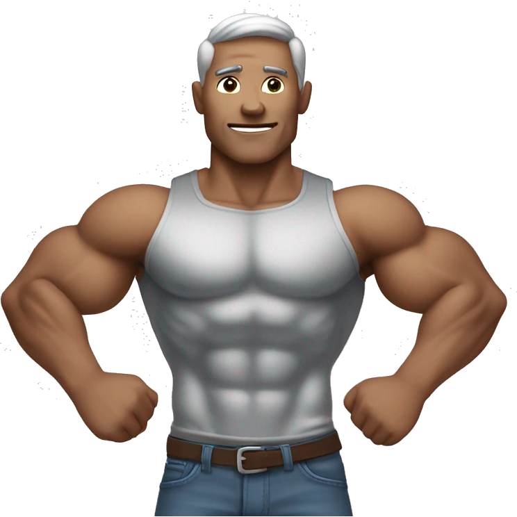 silver skin muscular flexing man emoji