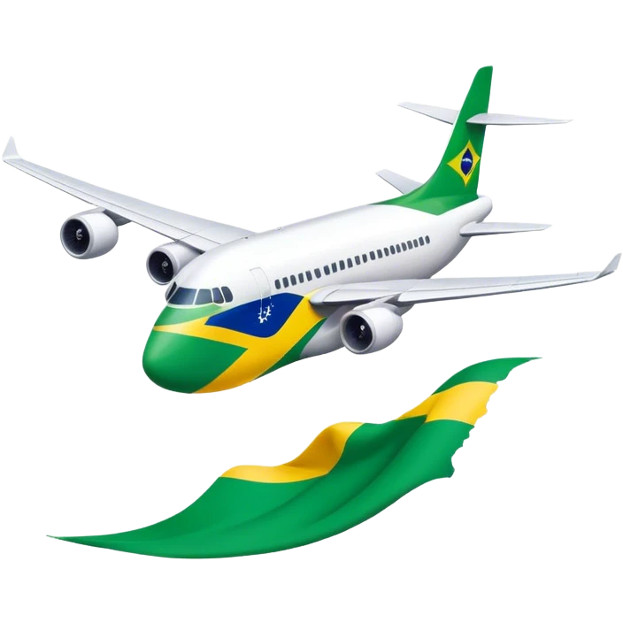 Create an emoji of a plane going through a Brazilian flag emoji