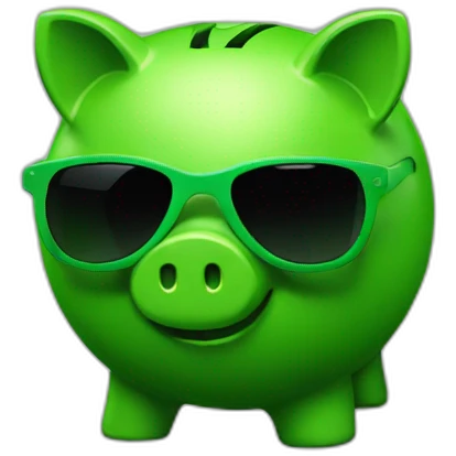 green piggybank with green sunglasses emoji