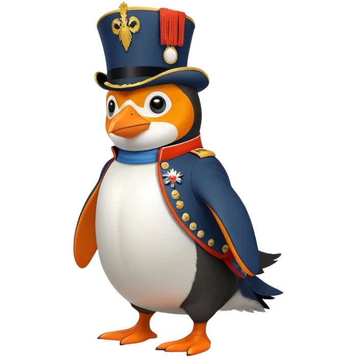 A orange penguin napoleon invading Russia  emoji