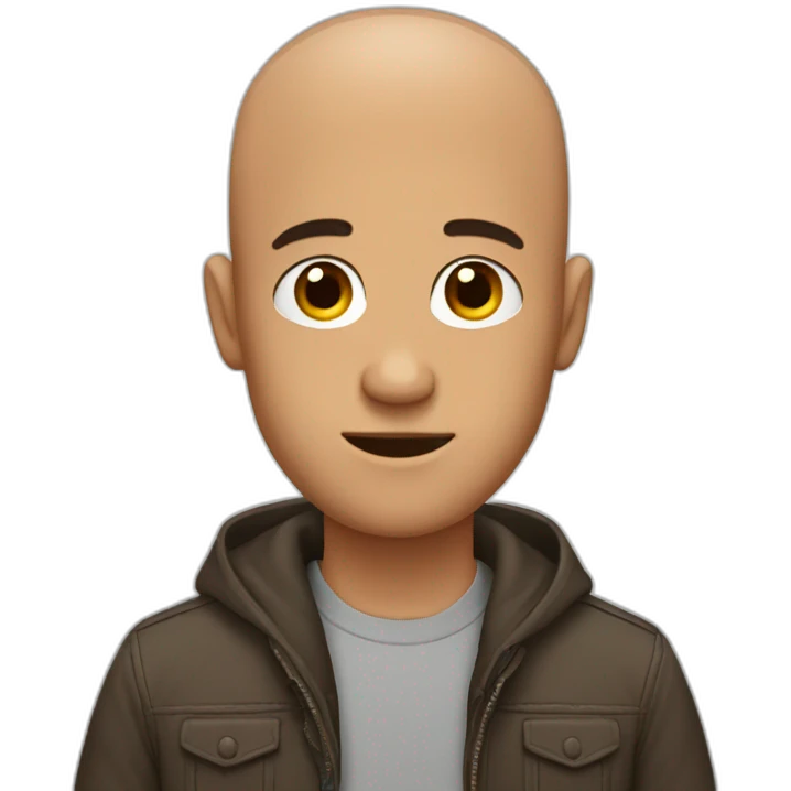 no hair man with bear emoji