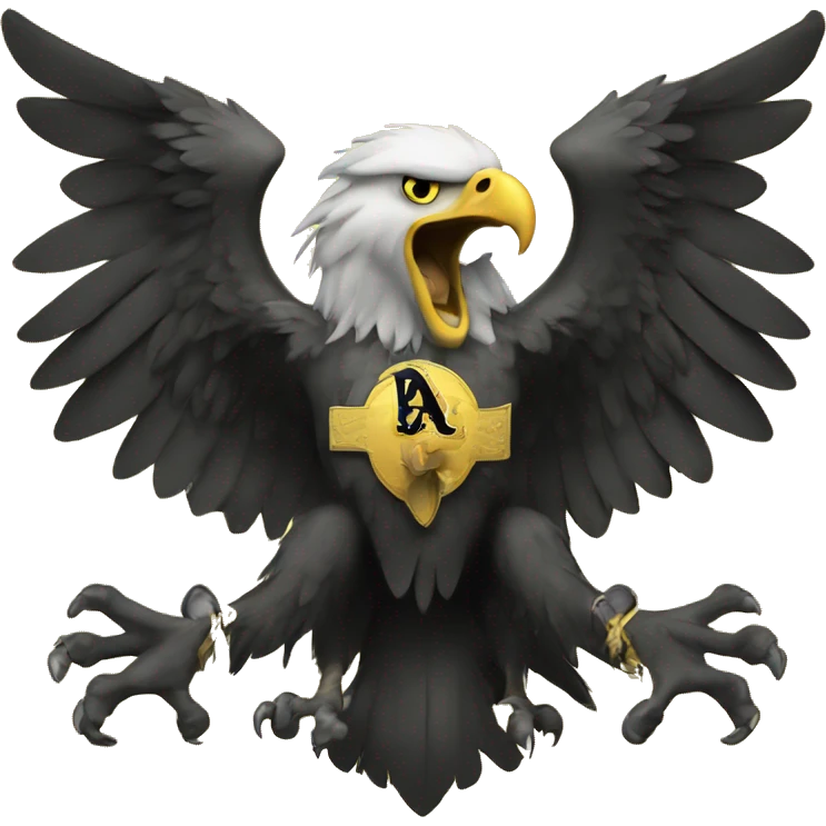heraldic eagle with two heads, one side is yellow and other is black emoji