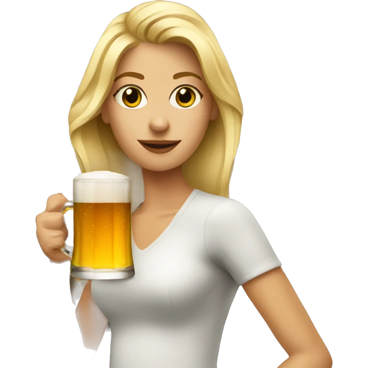 Blonde woman with glass of beer emoji