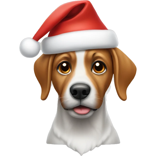 dog wearing a christmas hat emoji