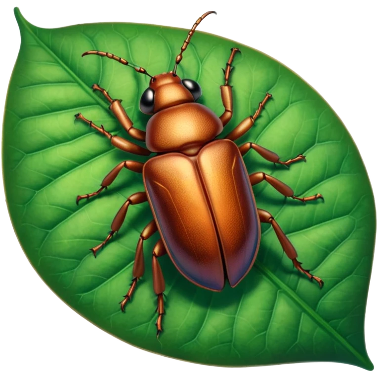 a brown beetle on leaf emoji