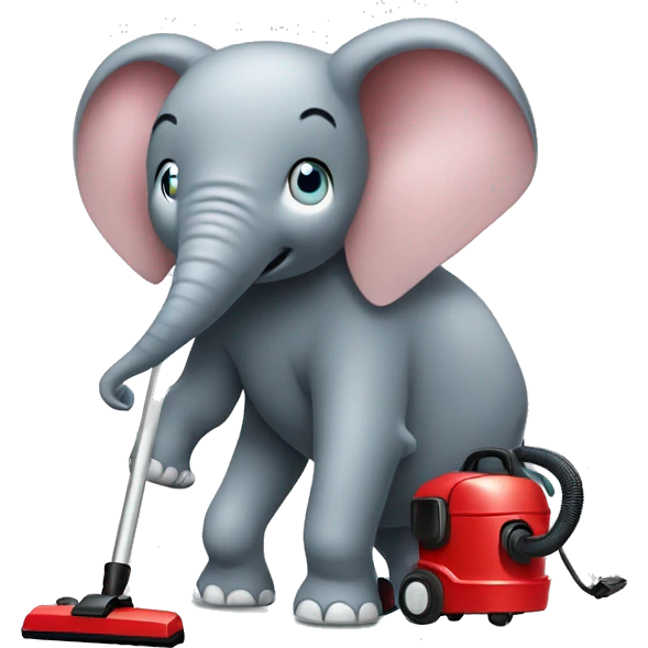  elephant pushing vacuum cleaner emoji