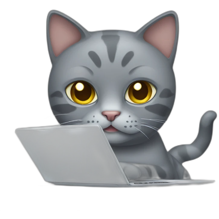 Gray cat and laptop emoji
