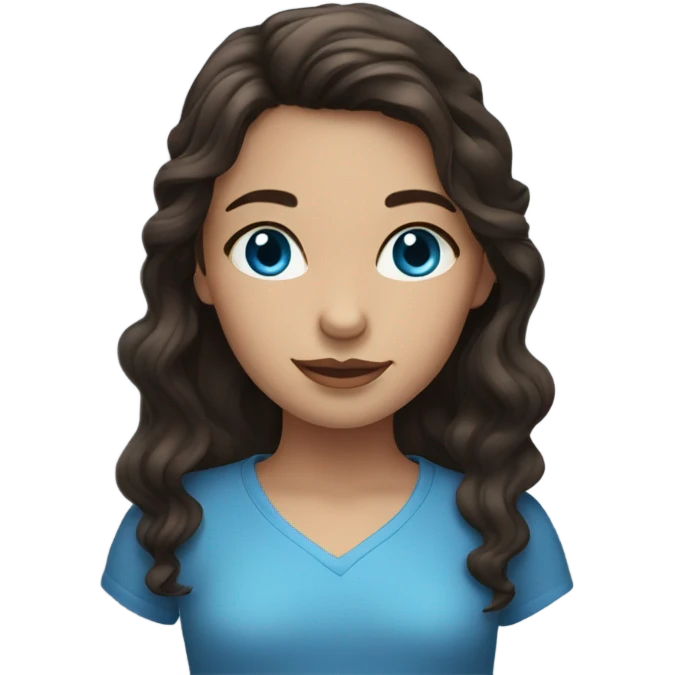 Girl with dark brown hair and blue eyes wavy hair  emoji