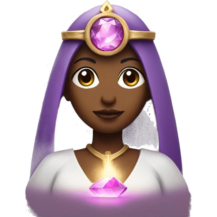 Priestess holding a glowing pink amethyst  emoji