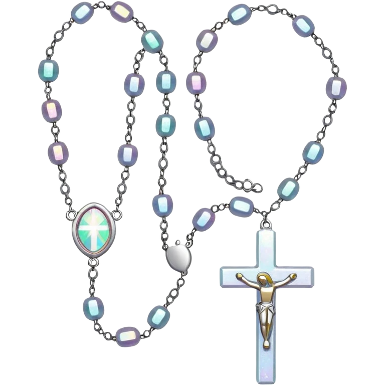 White glittery rosary prayer beads emoji