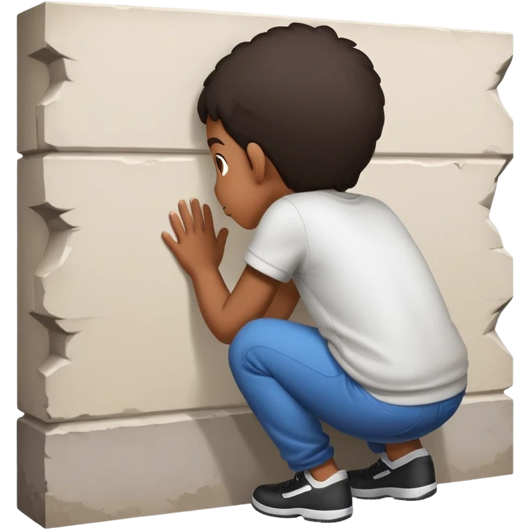 character crouched behind a wall, peeking over the top emoji