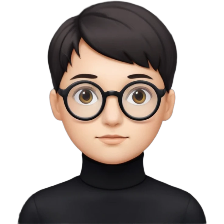 round glasses 검정 목폴라 emoji