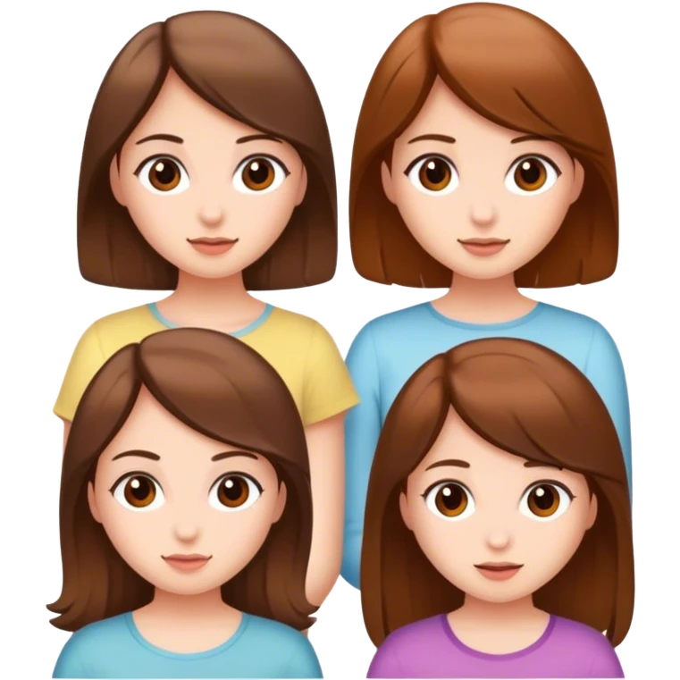 Three white girls with brown hair emoji