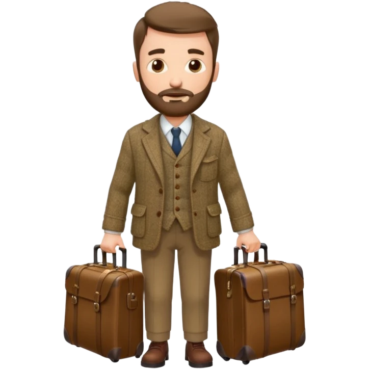 SCOTTISH MAN WITH STUBBLE BEARD TRAVELLING WITH SUITCASE AND BAGS emoji