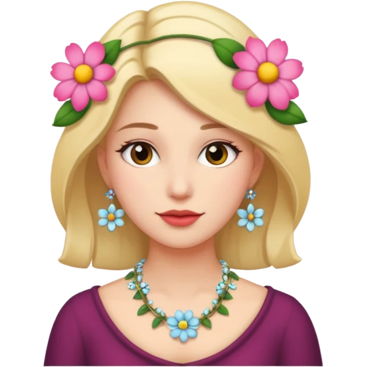 woman with a flower necklace emoji