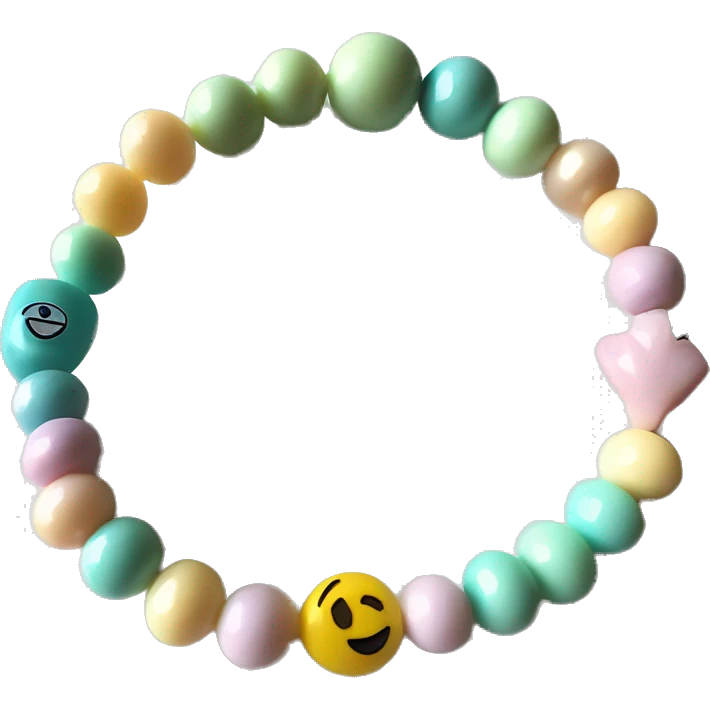 pastel beaded bracelet on arm with light color beads emoji