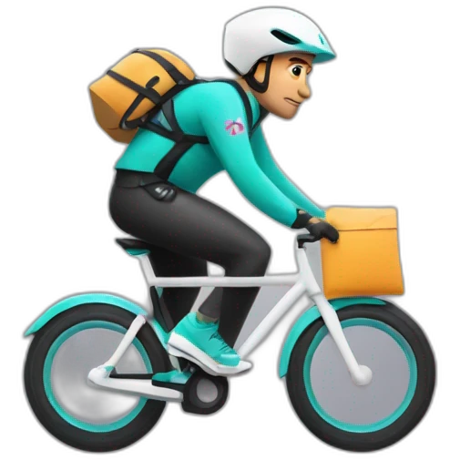 White Deliveroo rider on bike. emoji