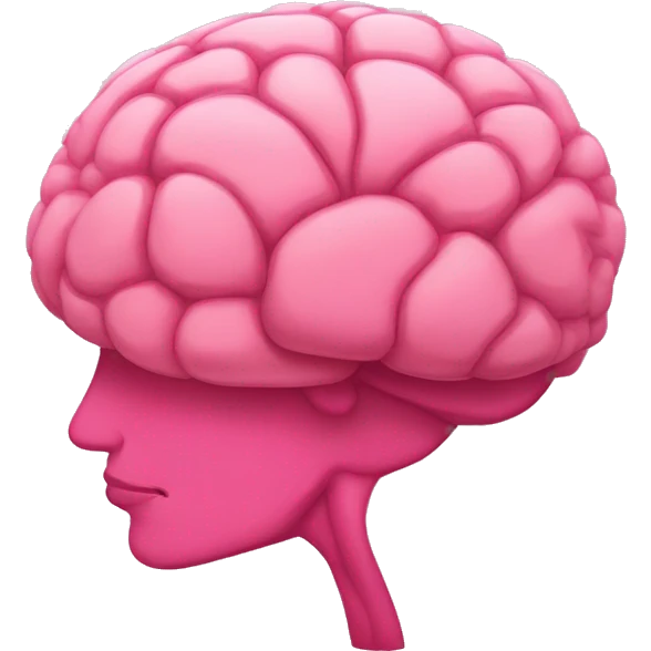 un cerebro de caricatura, con capa de super here y muy fuerte en colore rosas emoji