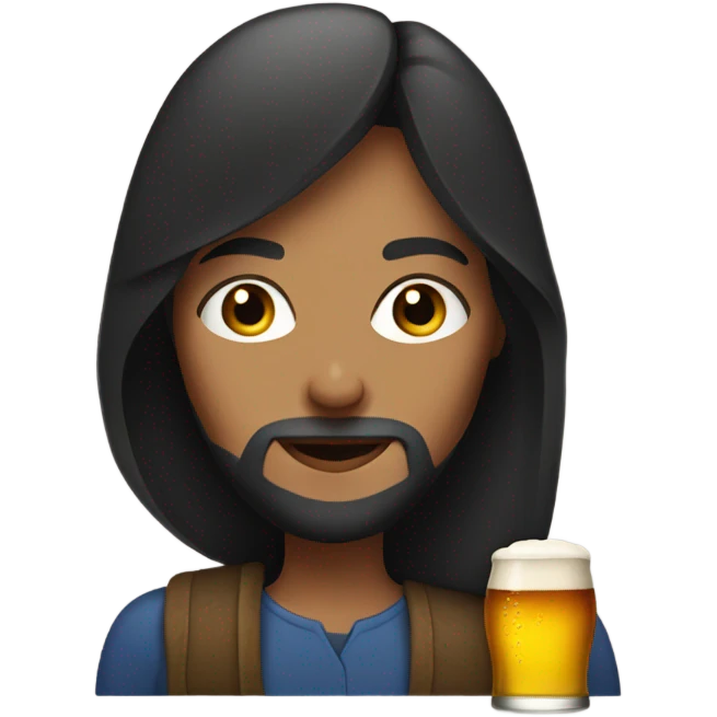 Woman with a beard and a beer emoji