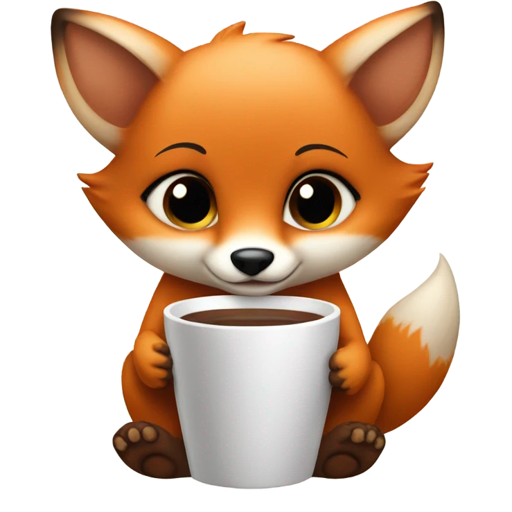 Baby Fox holding coffee emoji