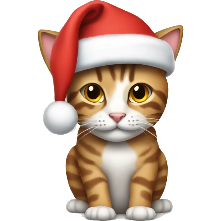 tabby cat wearing a christmas hat  emoji