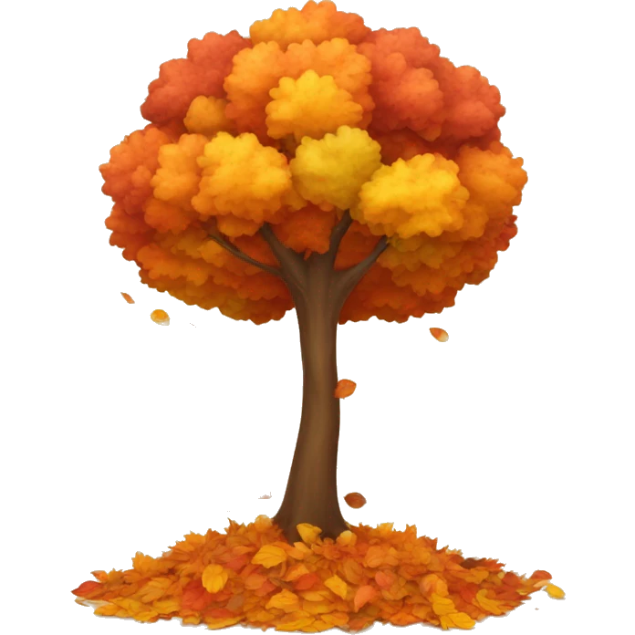 Autumn colorful tree and the leaves falling down emoji