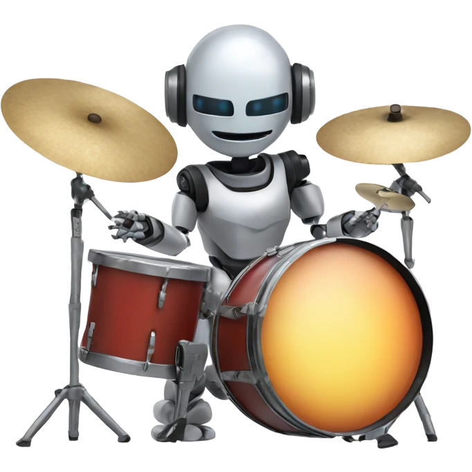 cute robot plays the drum set emoji