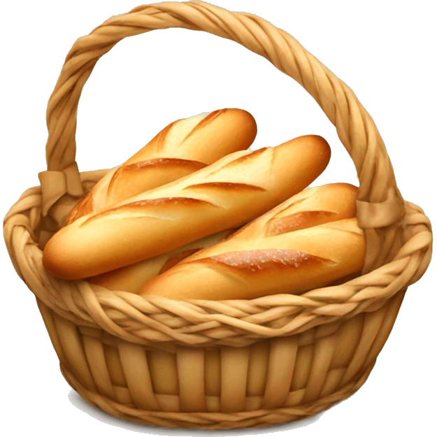 Basket of baguettes with bow emoji