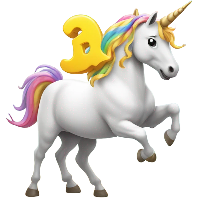 Unicorn dancing on a rainbow, the unicorn is holding a poop emoji emoji