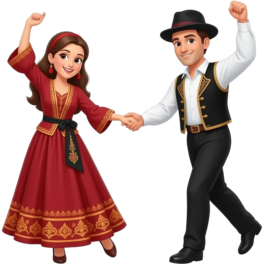 Dancing the Ciftetelli with arms raised Man women emoji