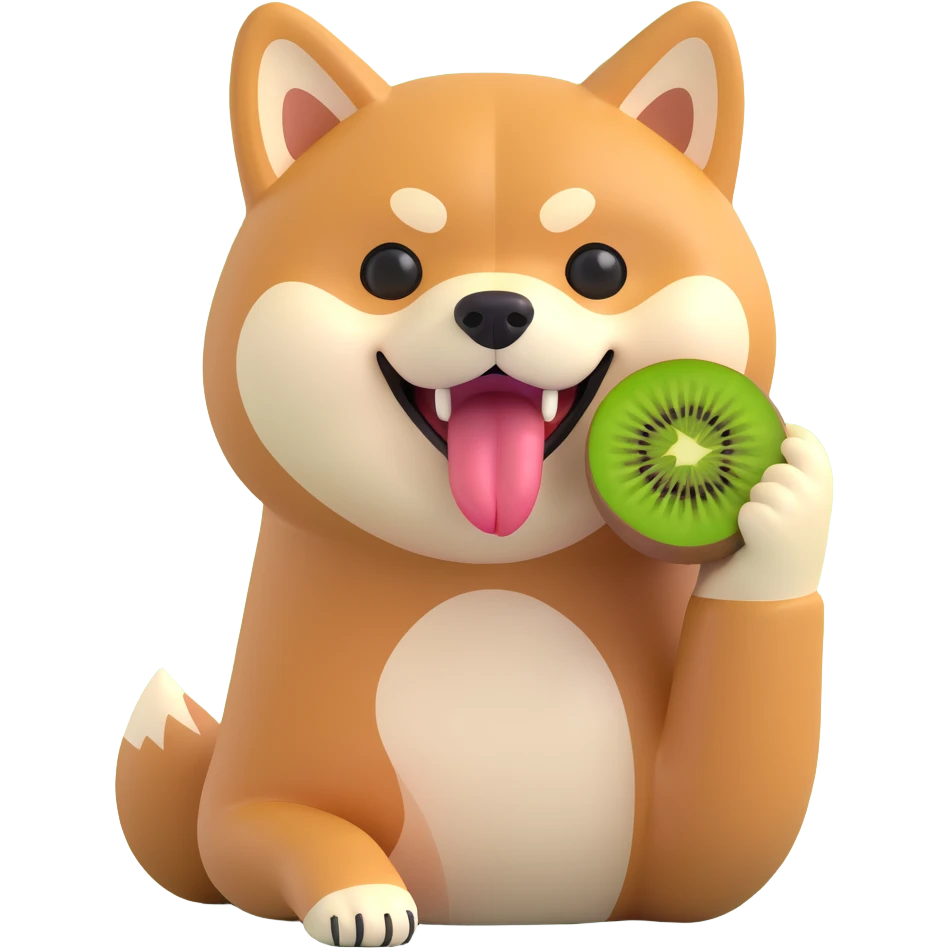 shiba inu eating kiwi emoji