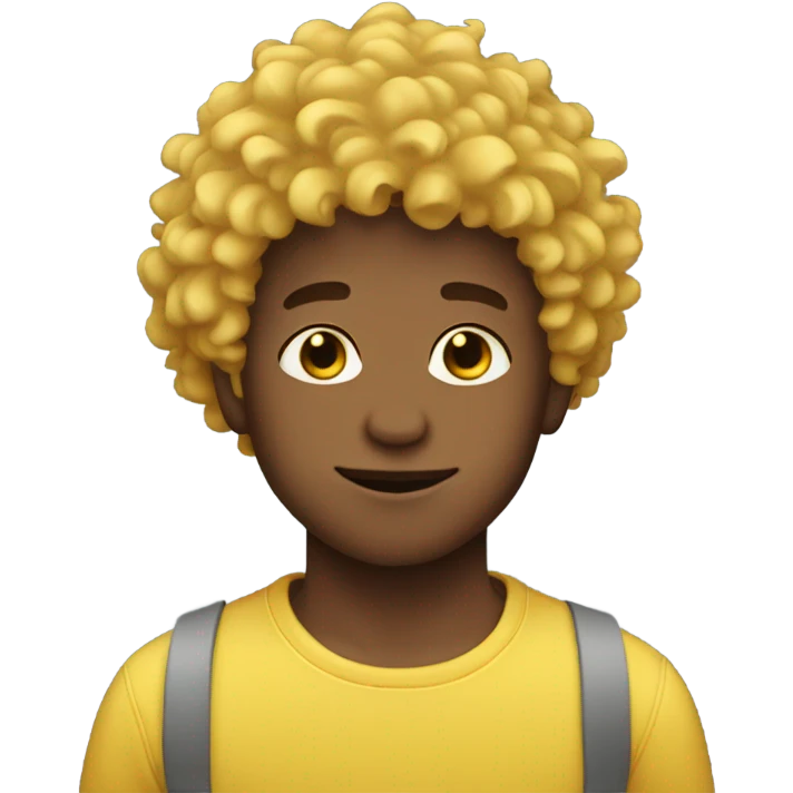 Boy with fluffy yellow curly hair emoji