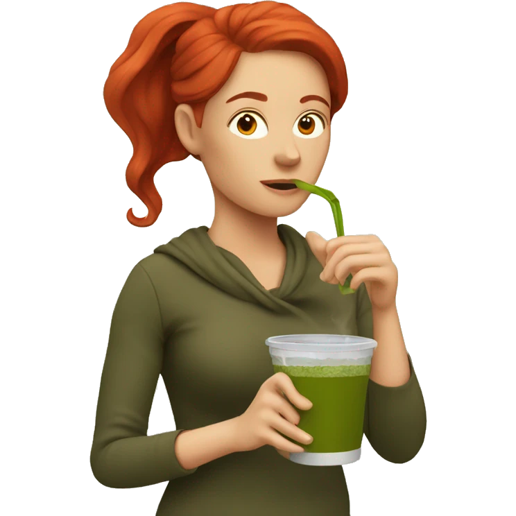 a red hair woman drinkin yerba mate emoji