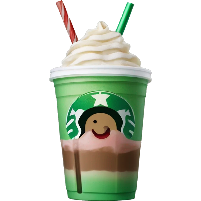 Peppermint Starbucks Frappuccino with one straw emoji