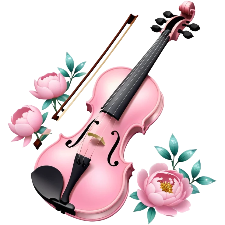 Iridescent soft pastel pink roamin romantic violin with peonies and glitter emoji