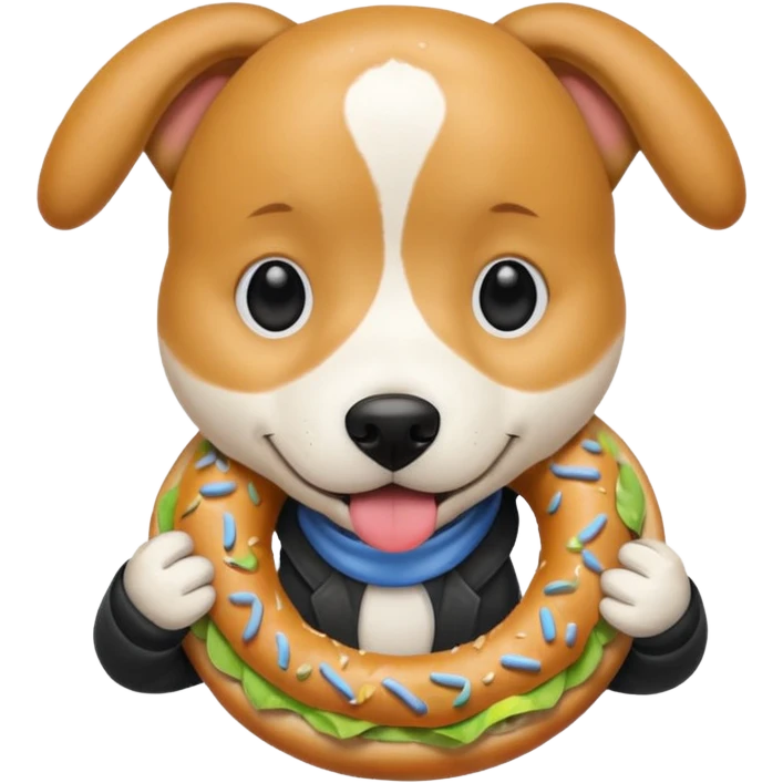 dog holding bagel emoji