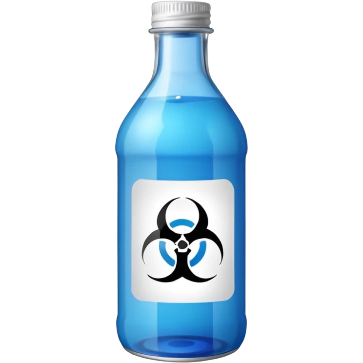 TRANSPARENT BOTTLE CAN SEE LIQUID INSIDE AND HAS"NON-TOXIC" AND "NON-HAZARDOUS" SIGN emoji